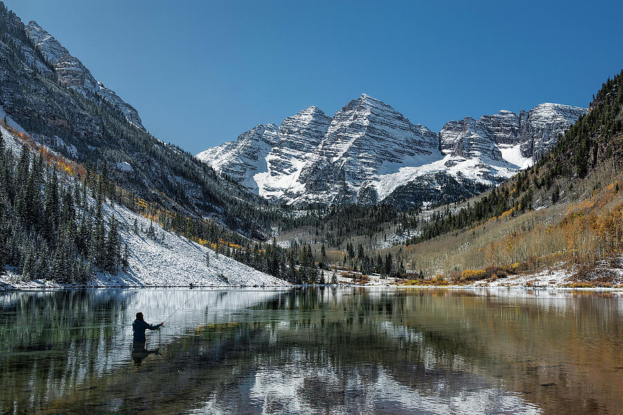Fishing Maroon Lake Photograph by Jemmy Archer