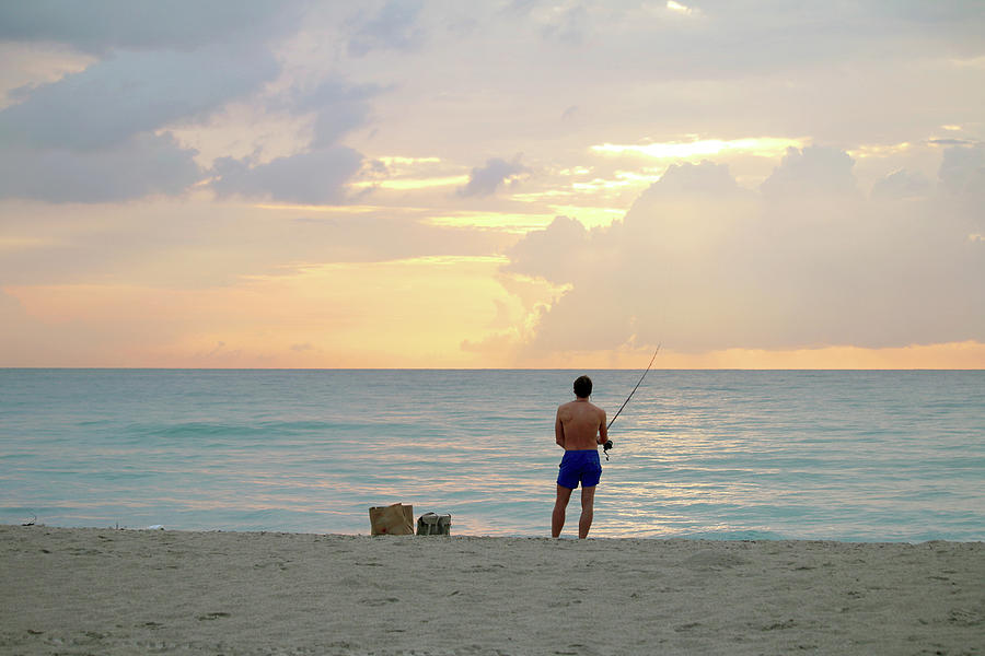 Fishing Miami Beach Photograph by Art Block Collections