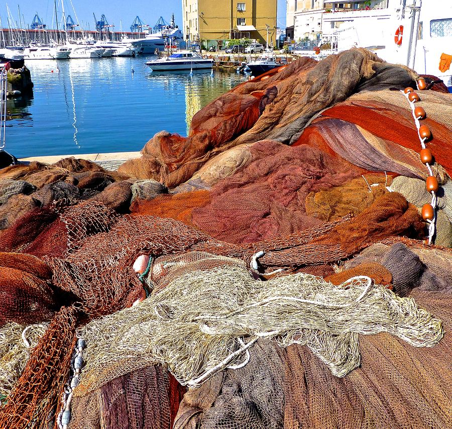 Fishing Nets Genoa Harbor Photograph by Amelia Racca
