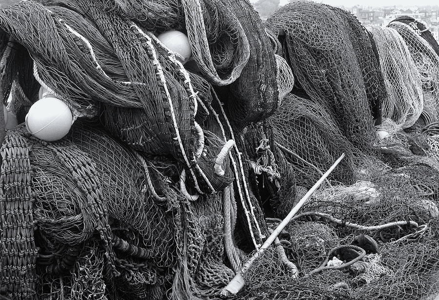 Fishing Nets Monochrome Photograph by Jeff Townsend