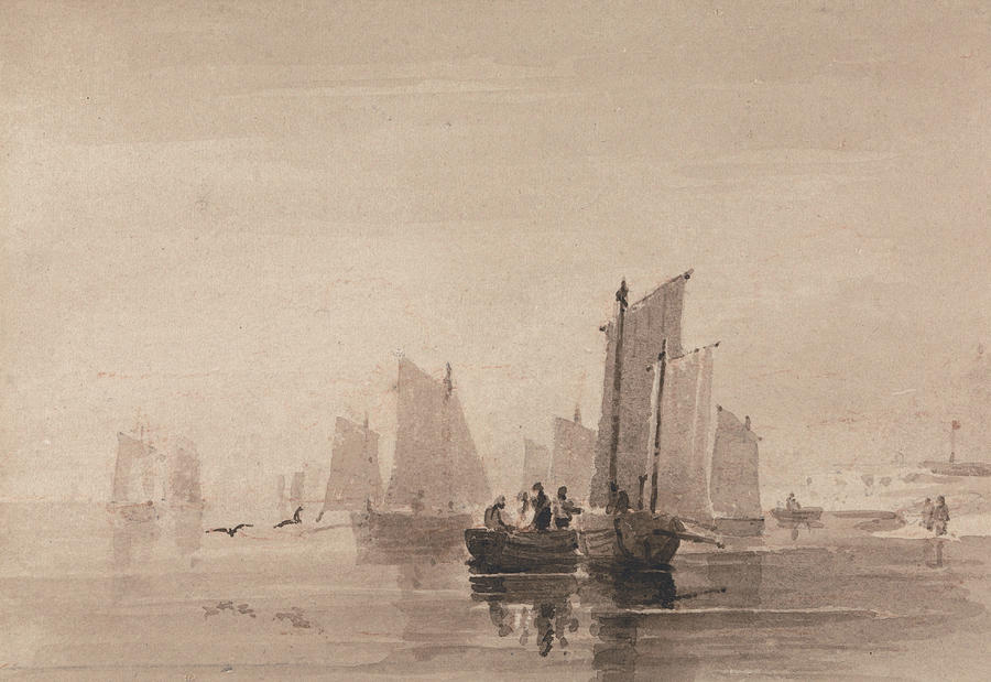 Fishing off Hastings Drawing by David Cox