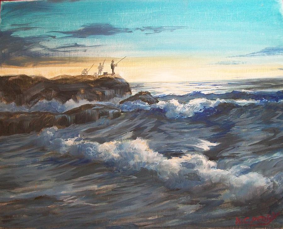 Fishing off Point Judith R.I. Painting by Perrys Fine Art