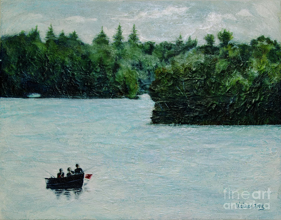 Fishing on Nipissing Lake Painting by Elaine Berger