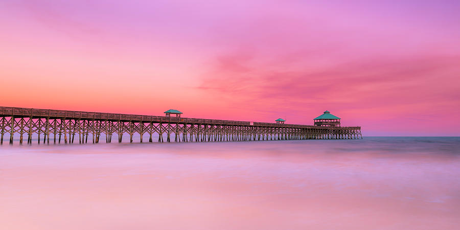 Fishing Pier in South Carolina at Sunset Panorama Photograph by Ranjay Mitra