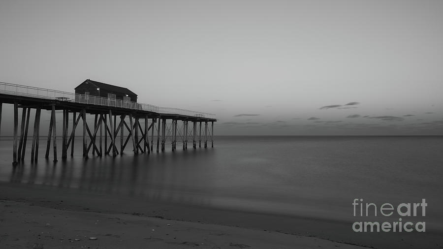 Fishing Pier Sunset BW Photograph by Michael Ver Sprill