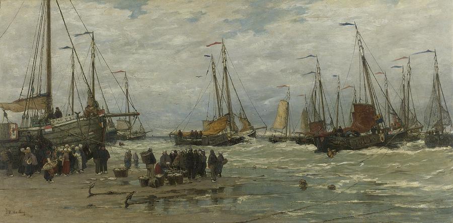 Fishing Pinks in Breaking Waves Hendrik Willem Mesdag c 1875  c 1885 Painting by Vintage Collectables