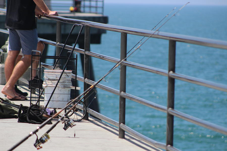 Huntington Beach Photograph - Fishing Rods at Huntington Beach by Colleen Cornelius