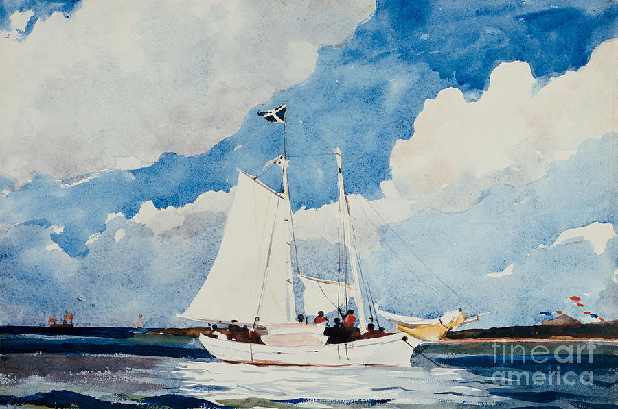 Boat Painting - Fishing Schooner in Nassau by Winslow Homer