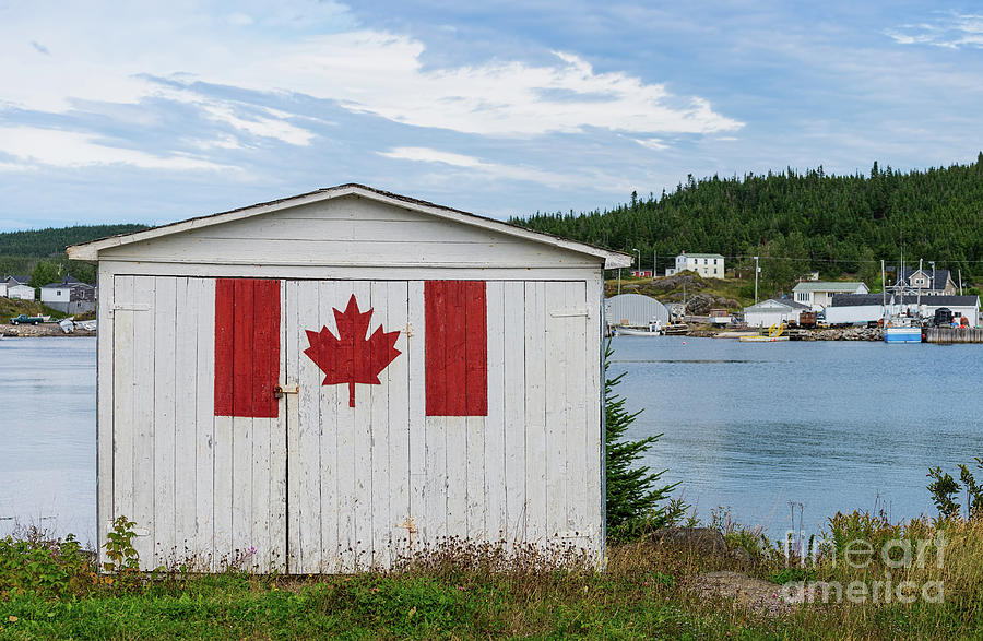 Fishing shed with maple leaf Photograph by Les Palenik