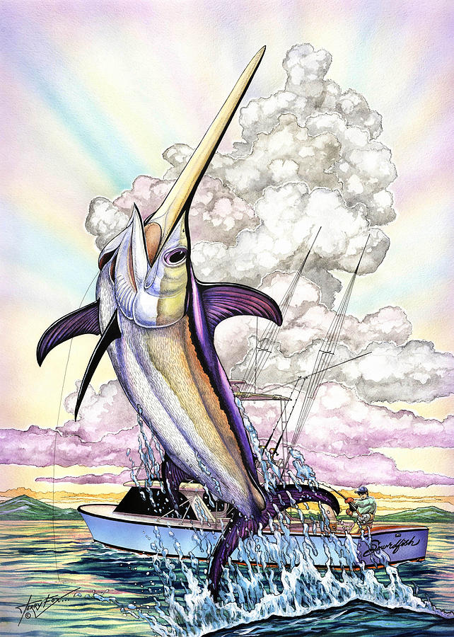 Swordfish Painting - Fishing Swordfish by Terry  Fox