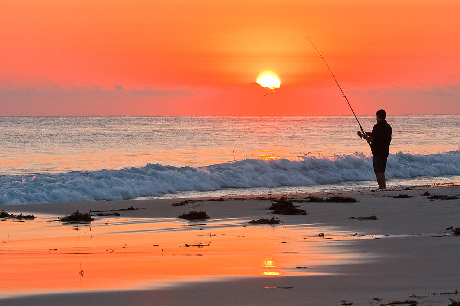 Nature Photograph - Fishing the Golden Dawn by Michael Hodgkins