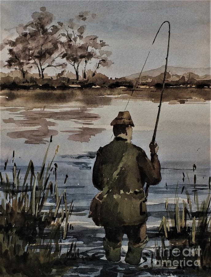 F 805 Fishing the Moy, Mayo Painting by Val Byrne