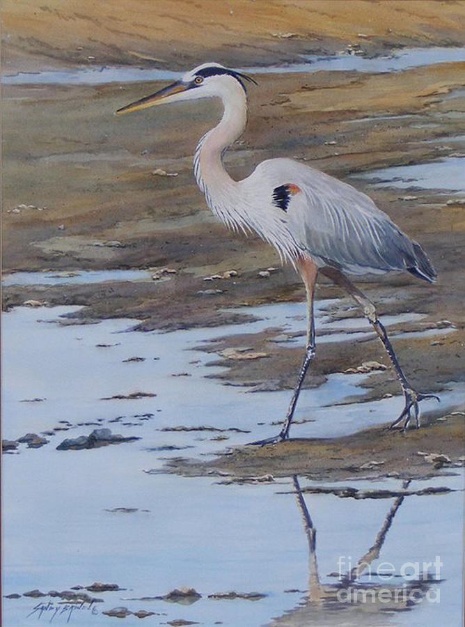 Fishing The Mud Flats...SOLD  Painting by Sandy Brindle