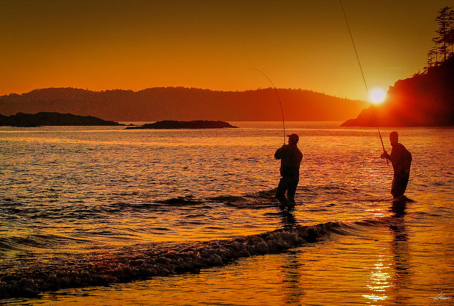 Sunset Photograph - Fishing the Salt Water on the BC Coast by Phil And Karen Rispin