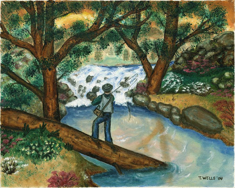 Fishing the Sunny River Painting by Tanna Lee M Wells Fishing the Sunny River Painting by Tanna Lee M Wells