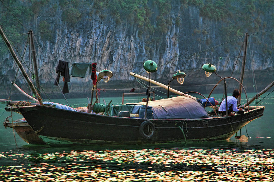 Fishing Trolley Ha Long Bay Vietnam Photograph by Chuck Kuhn
