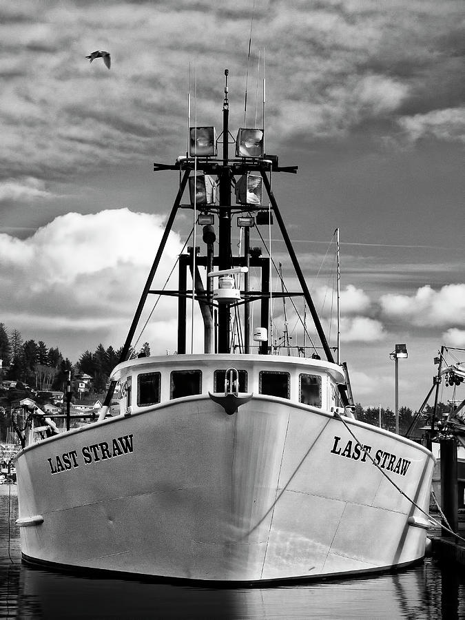 Black And White Photograph - Fishing Vessel Last Straw by Carol Leigh