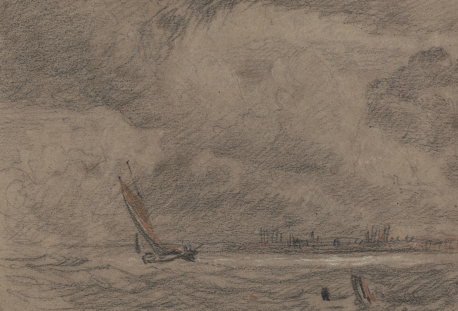 John Sell Cotman Drawing - Fishing Vessel off Yarmouth by John Sell Cotman