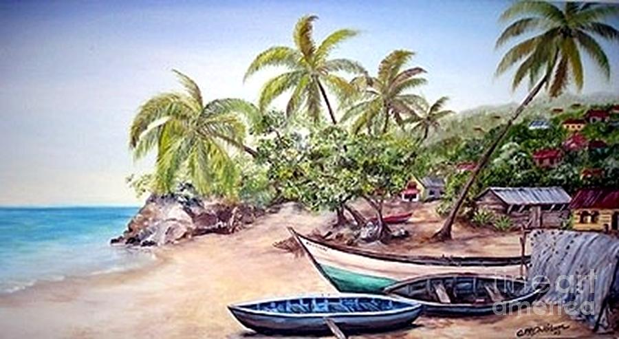Fishing Village Painting by AMD Dickinson