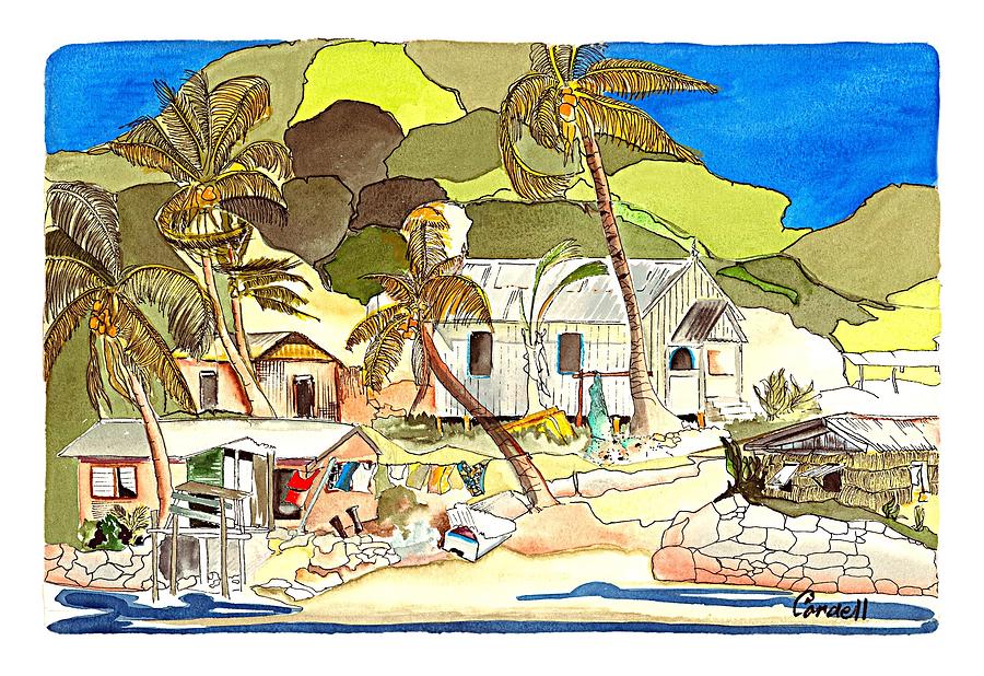Fishing Village - Fiji Painting by Joan Cordell