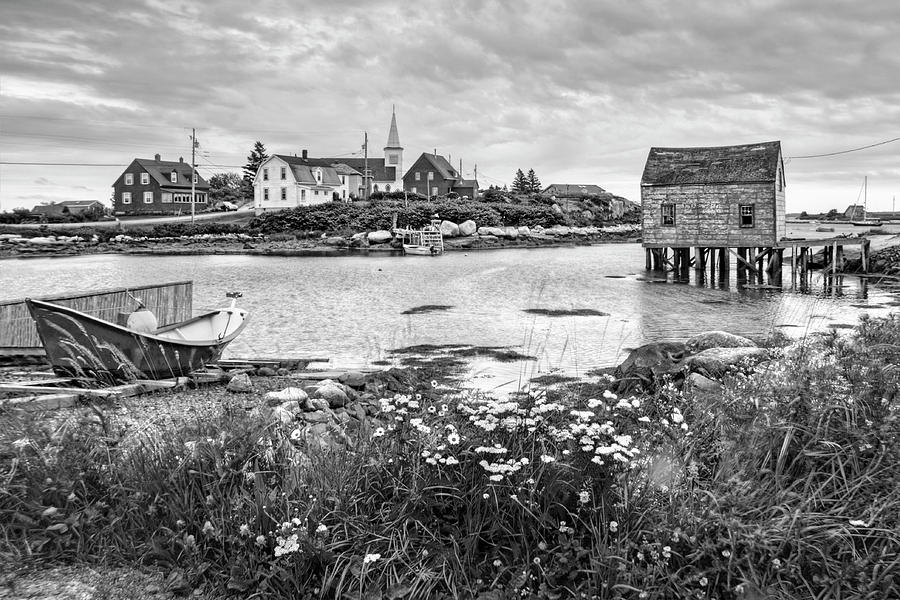 Fishing Village in Black and White - Nova Scotia Photograph by Nikolyn McDonald