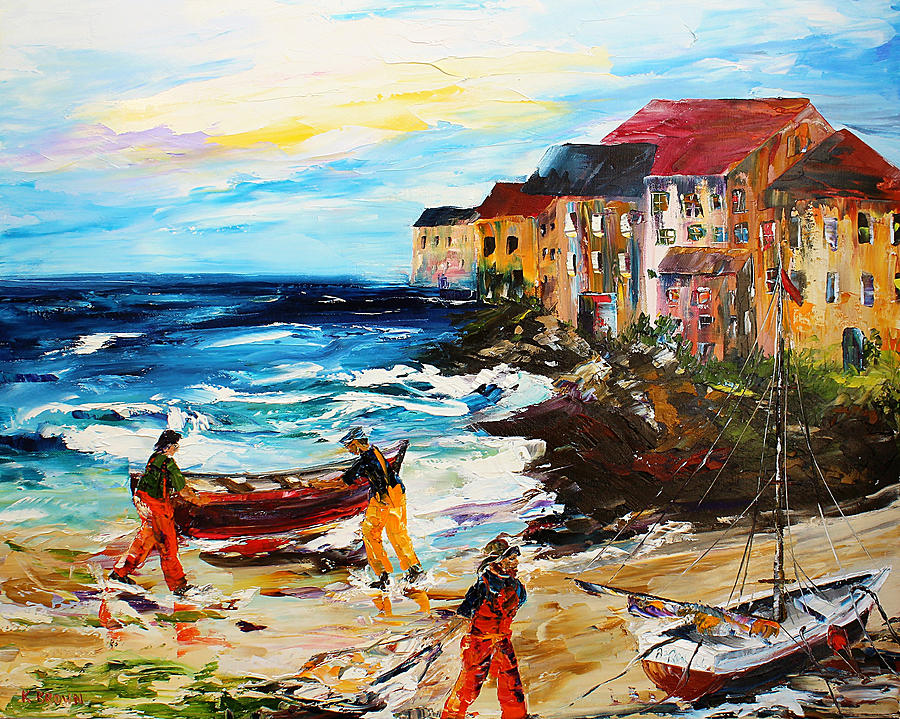 Fishing Village Painting by Kevin Brown