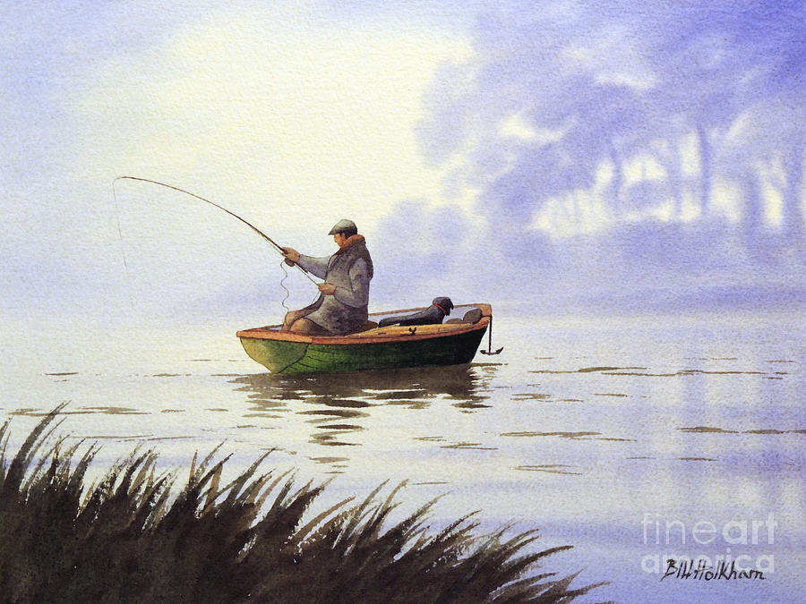 Fishing With A Loyal Friend Painting by Bill Holkham