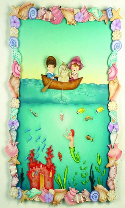 Mermaid Painting - Fishing with the Fishers by Valerie Walsh Mermaid Painting - Fishing with the Fishers by Valerie Walsh