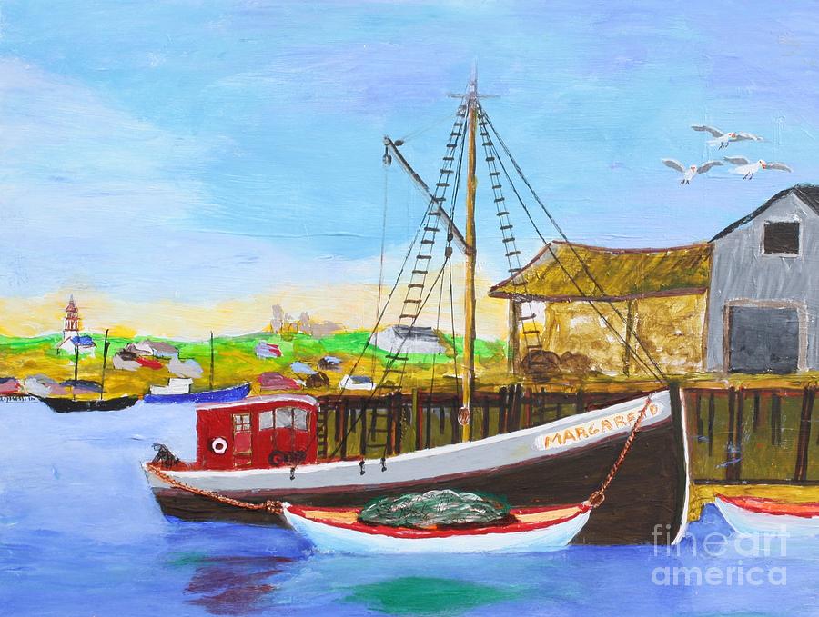 Seascape Painting - Fitting out for Seining by Bill Hubbard