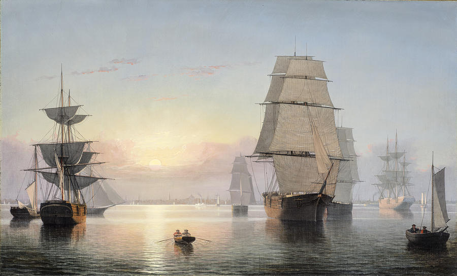 Fitz Henry Lane Painting by Boston Harbor