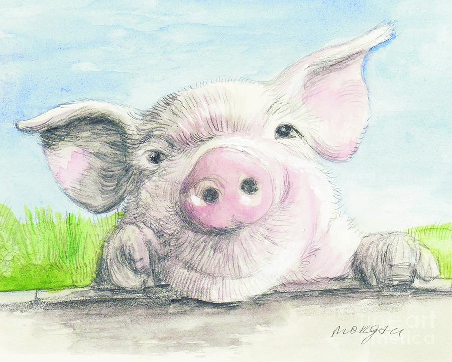 Farm Pig Painting by Morgan Fitzsimons