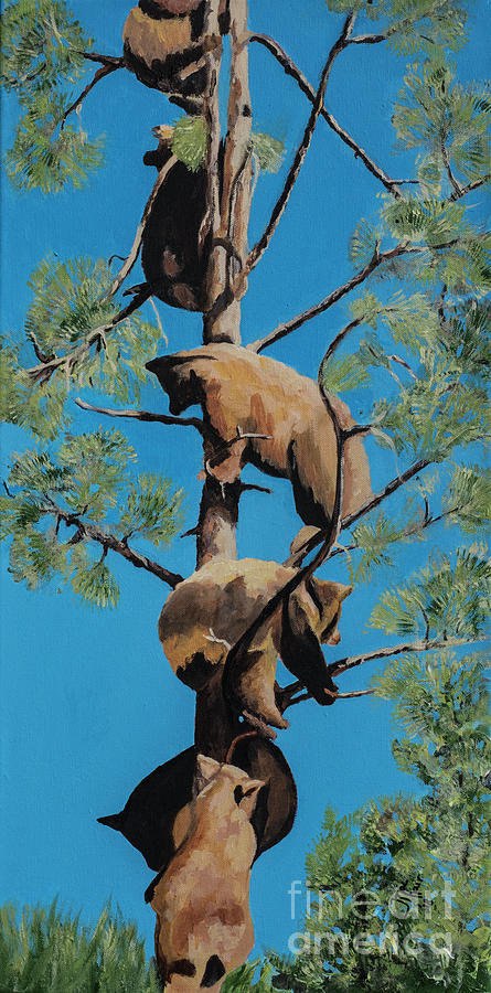 Bear Painting - Five and a Half Bear Cubs by Jackie MacNair