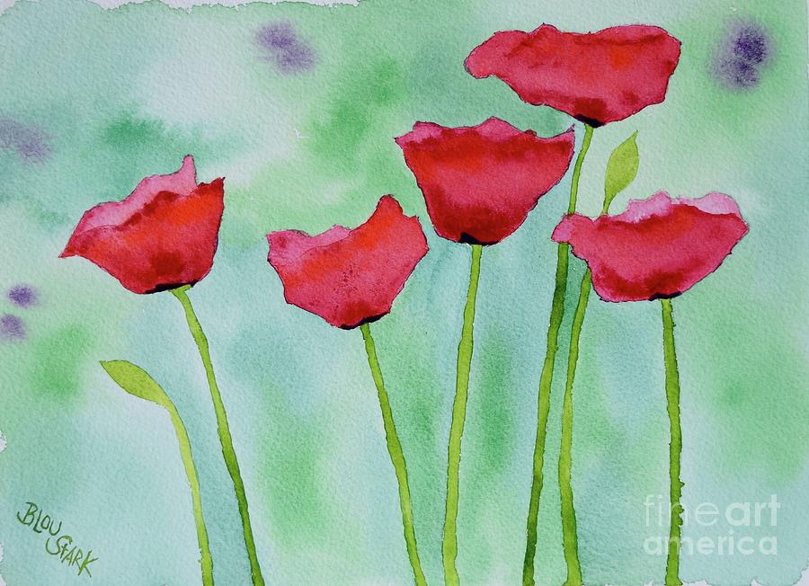 Five and Two Half Poppies Painting by Barrie Stark