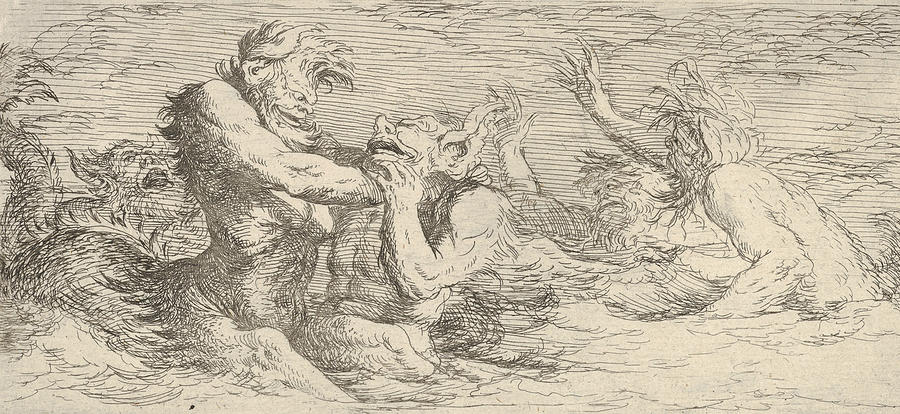 Five battling tritons Relief by Salvator Rosa