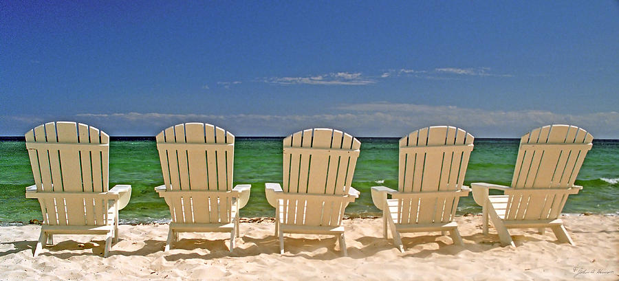 Five Chairs on the Beach Photograph by John Harmon