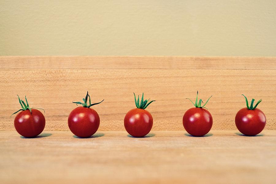 Vegetable Photograph - Five Cherry Tomatoes by Michelle Calkins