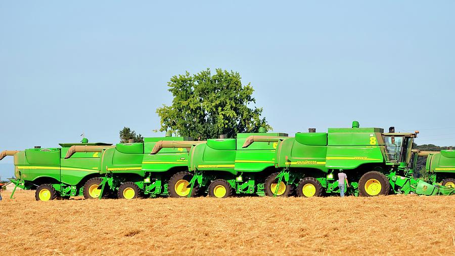 Five Combines Photograph by Jerry Sodorff
