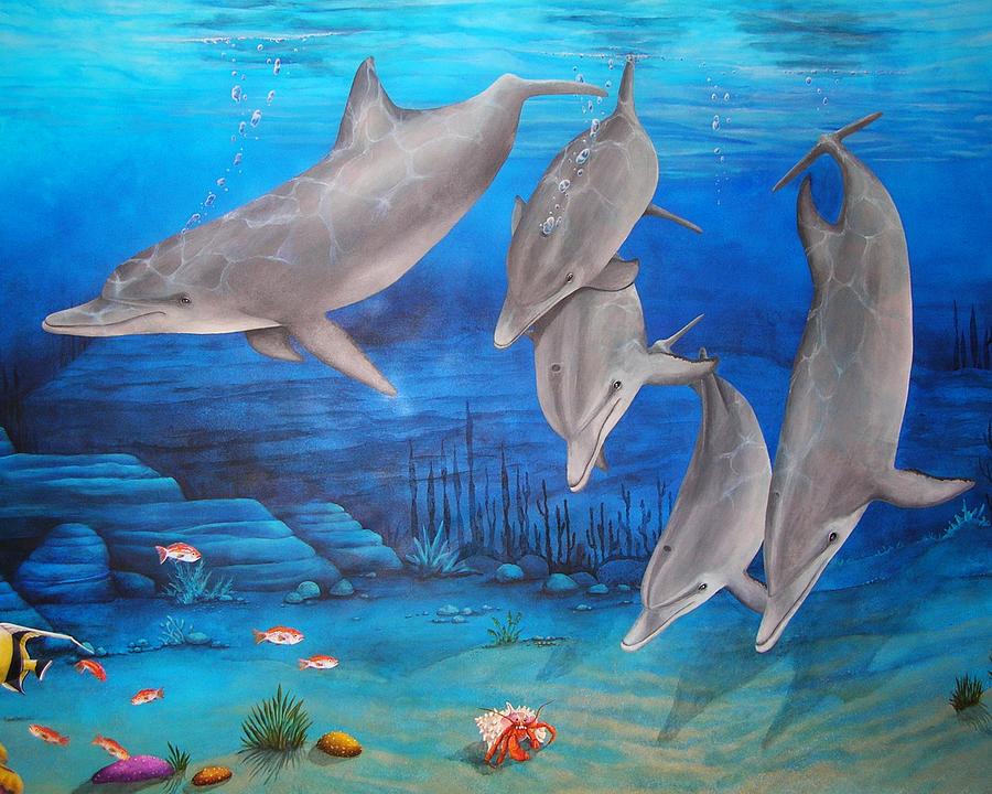 Fish Painting - Five Friends by Cindy D Chinn