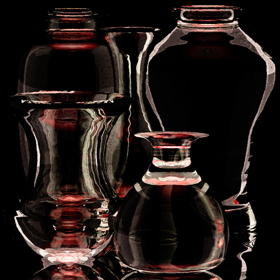 Five Glass Vases Full View Painting by Peter J Sucy