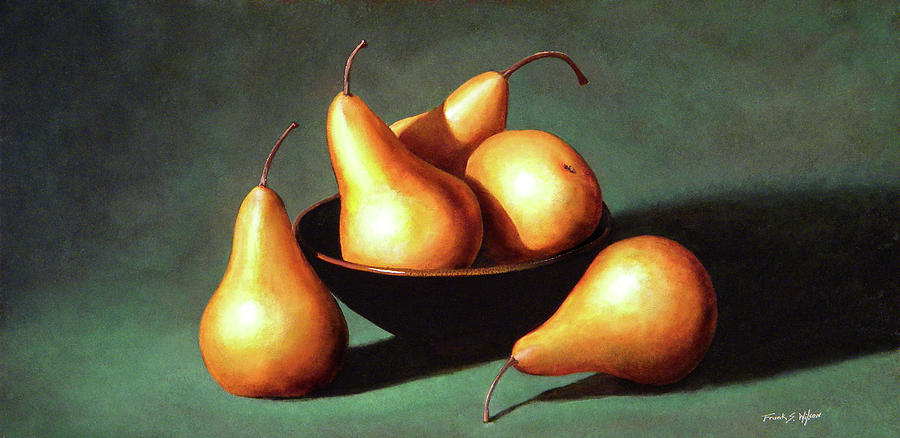 Five Golden Pears With Bowl Painting by Frank Wilson