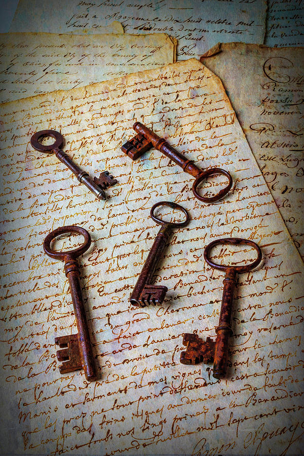 Five Keys On Old Letters Photograph by Garry Gay
