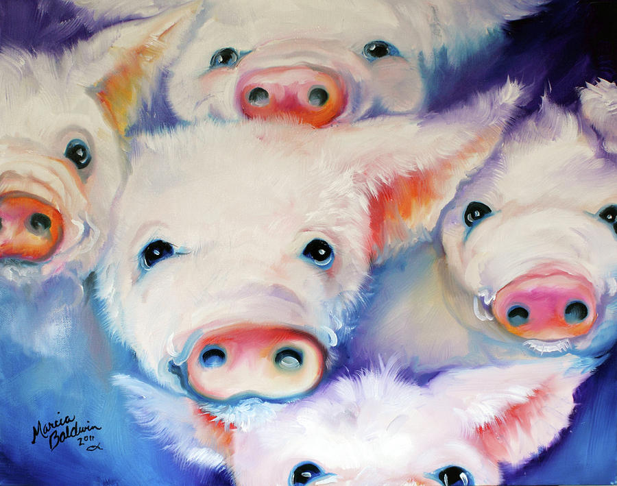 Pig Painting - Five Little Squeals by Marcia Baldwin