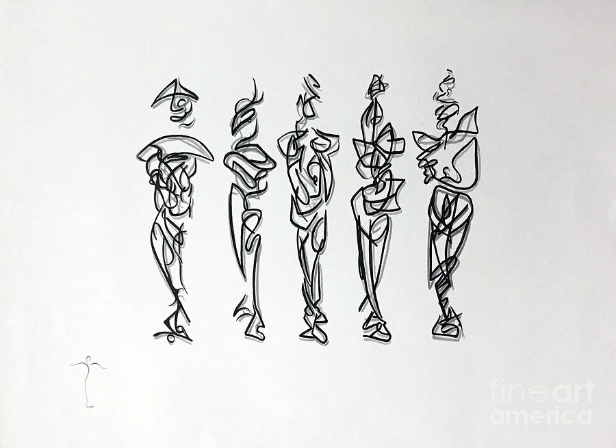 Five Muses Drawing by James Lanigan Thompson MFA