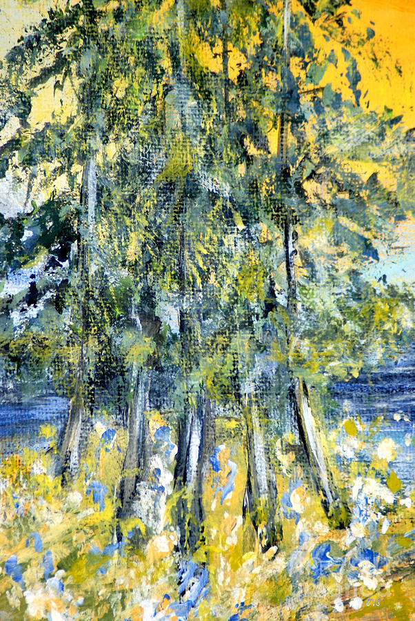 Five trees Painting by Oksana Semenchenko