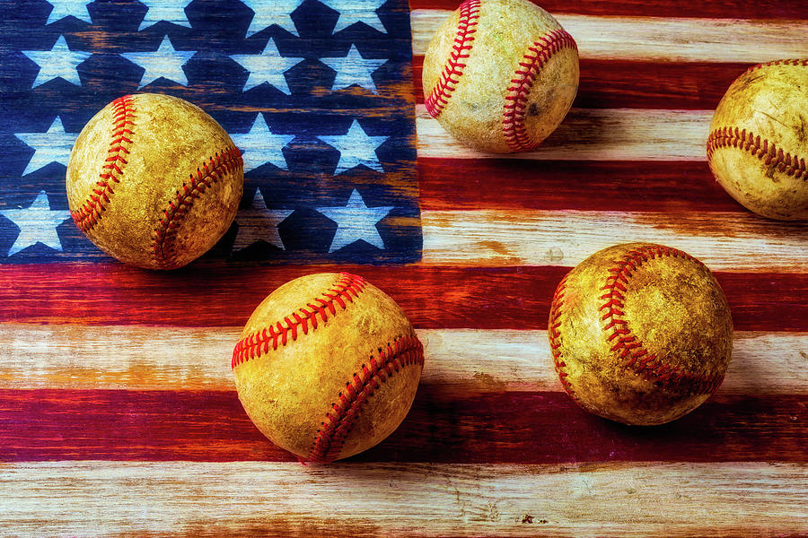Five Old Baseballs Photograph by Garry Gay