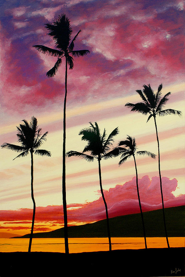 Five palms Maui Hawaii Painting by Pierre Leclerc Photography