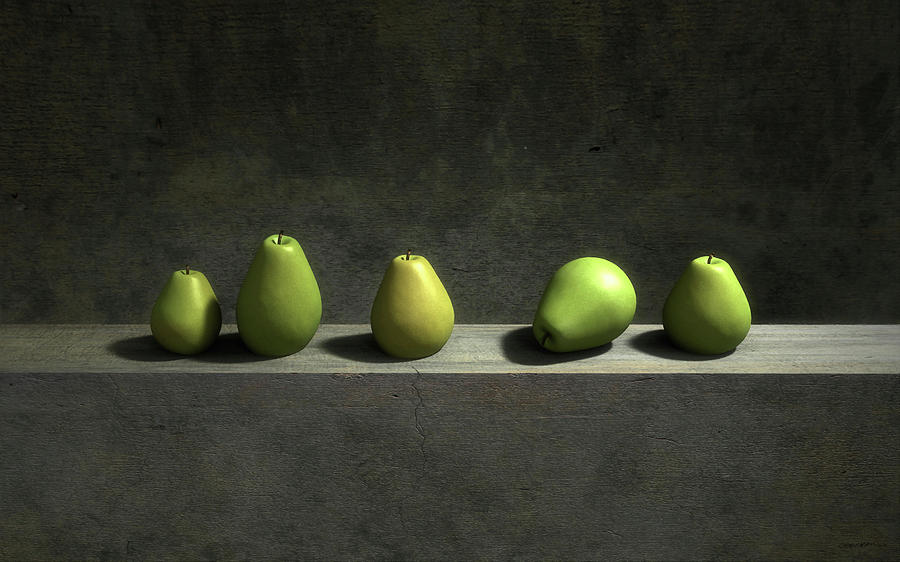 Still Life Digital Art - Five Pears by Cynthia Decker