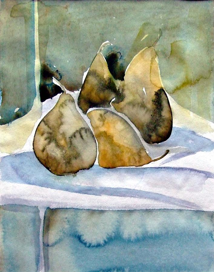 Pear Painting - Five Pears by Mindy Newman