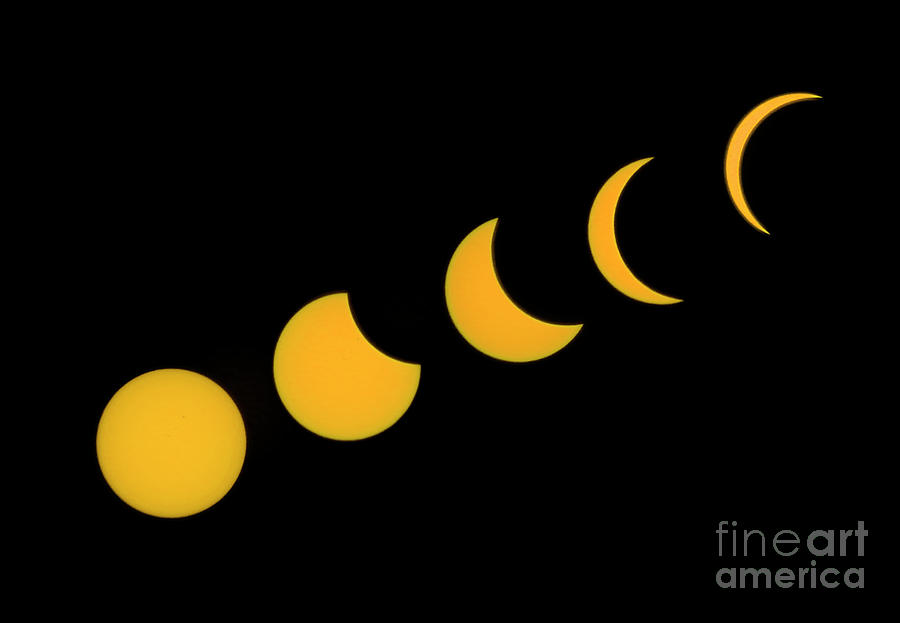 Five Phases of the Eclipse Photograph by Martin Konopacki