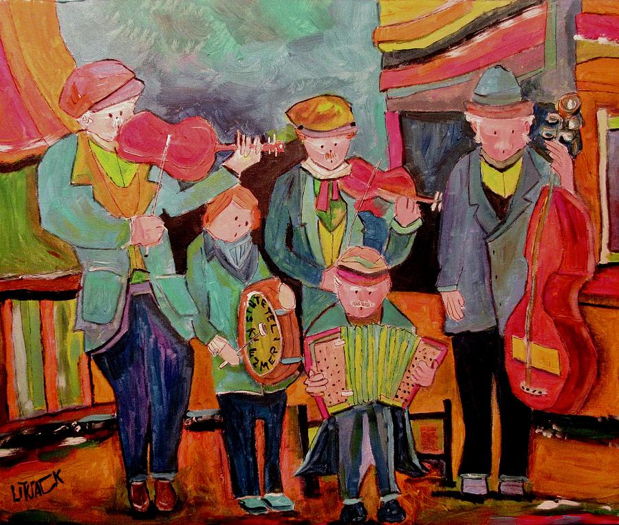 Five Piece Klezmer Shtetele Band Painting by Michael Litvack